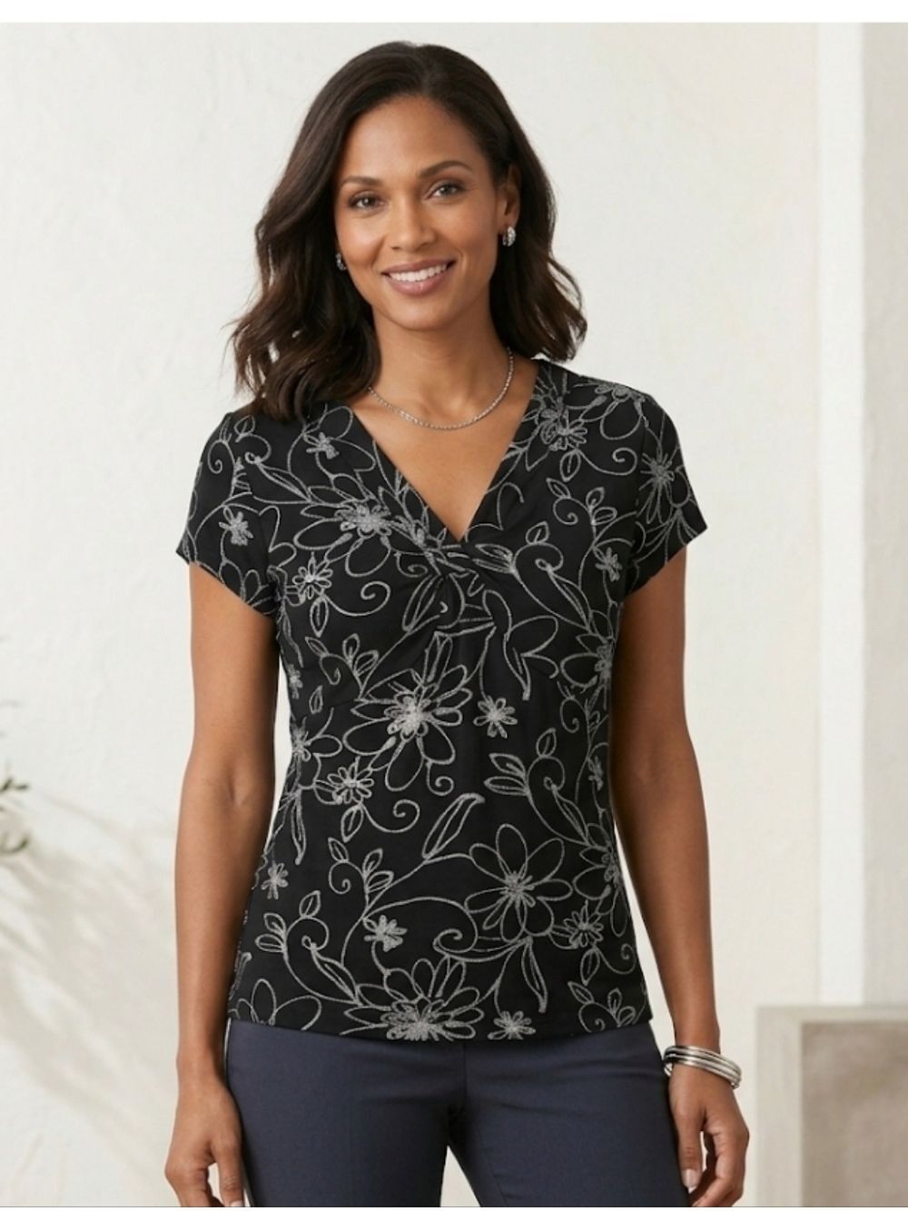 Chico's Travelers Short Sleeves Blouse,Top , Size 0